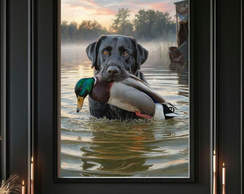 Black Labrador Retriever Painting Digital Wall Art