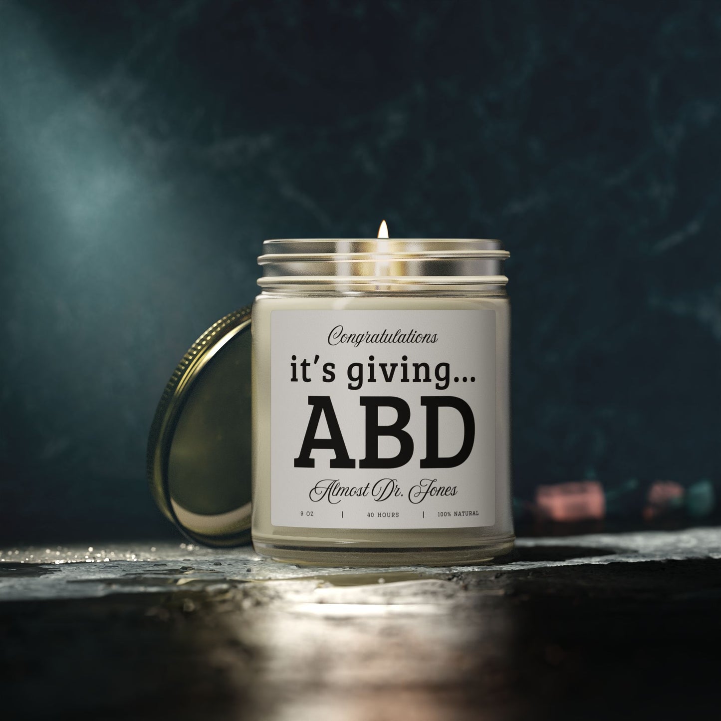 PhD Graduation Gift Candle Its Giving ABD Funny Dissertation Defense Gift Doctorate Graduation Present for PhD Student Academic Humor Decor