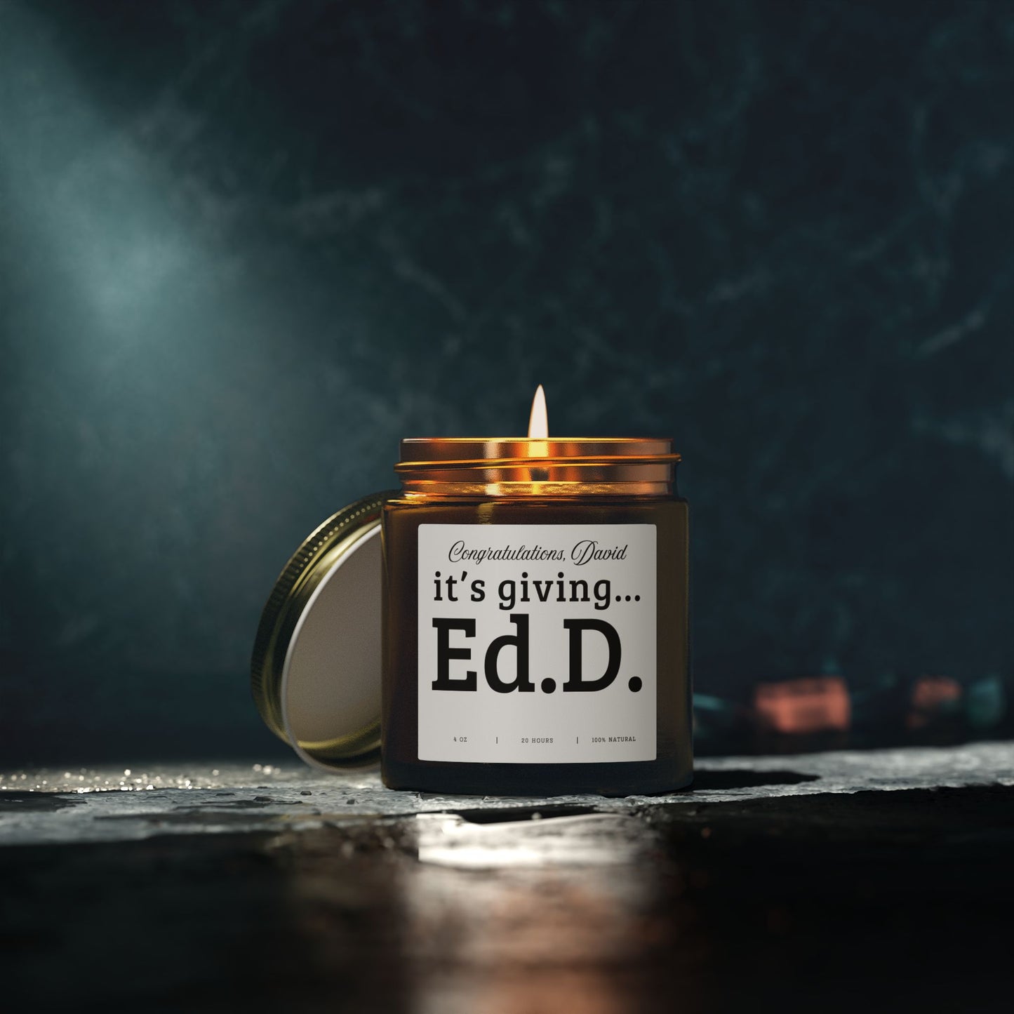 Doctorate Graduation Gift Candle for PhD EdD Graduate Professor Teacher Administrator Dissertation Defense Gift Doctoral Degree Celebration