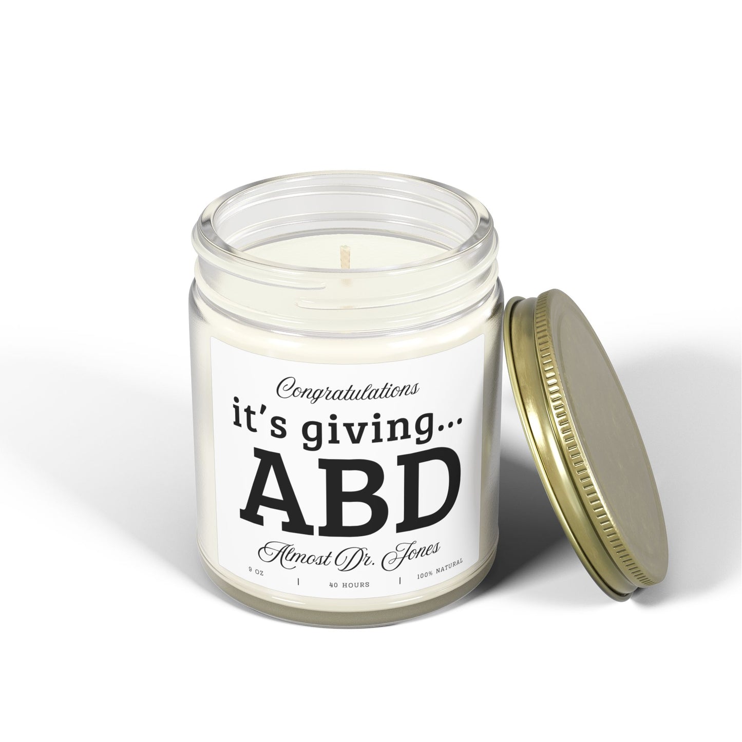 PhD Graduation Gift Candle Its Giving ABD Funny Dissertation Defense Gift Doctorate Graduation Present for PhD Student Academic Humor Decor