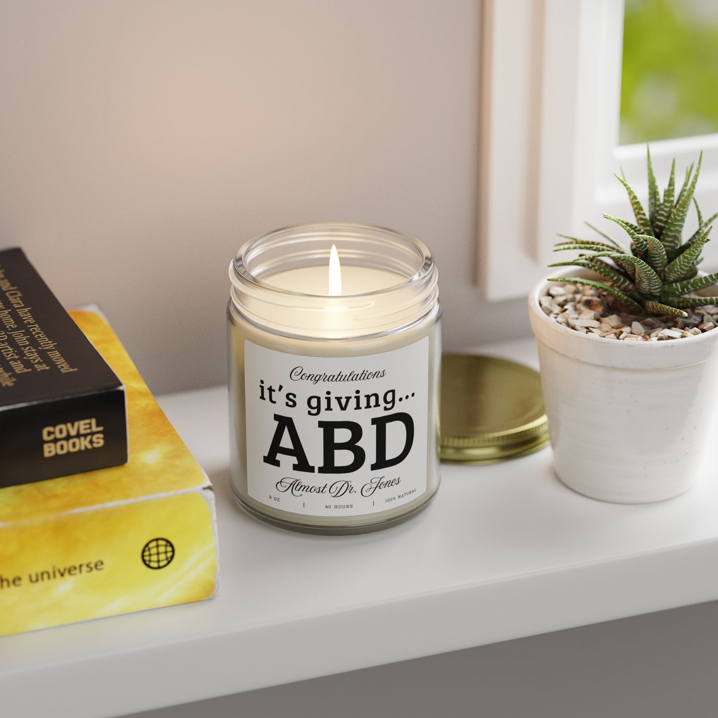 PhD Graduation Gift Candle Its Giving ABD Funny Dissertation Defense Gift Doctorate Graduation Present for PhD Student Academic Humor Decor
