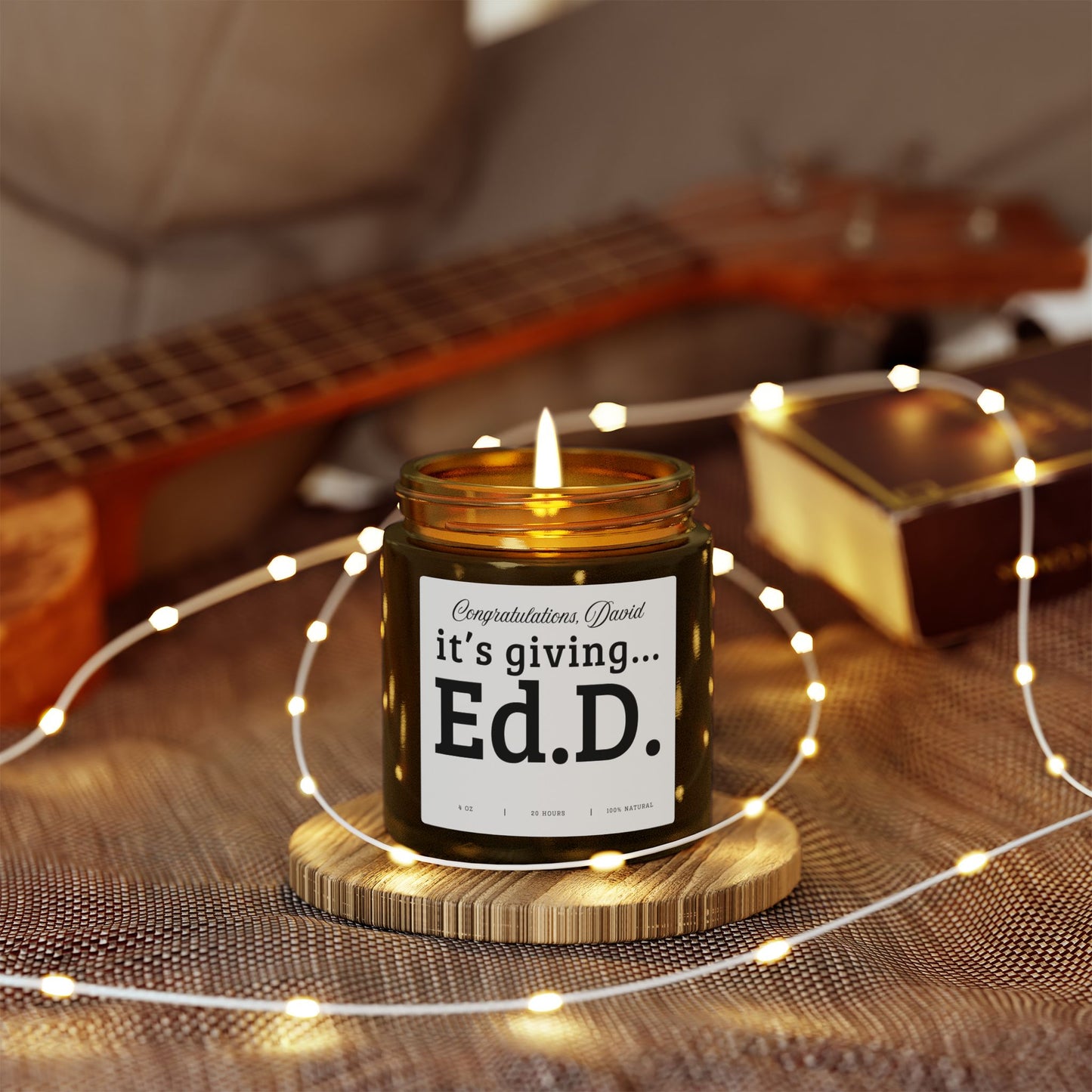 Doctorate Graduation Gift Candle for PhD EdD Graduate Professor Teacher Administrator Dissertation Defense Gift Doctoral Degree Celebration