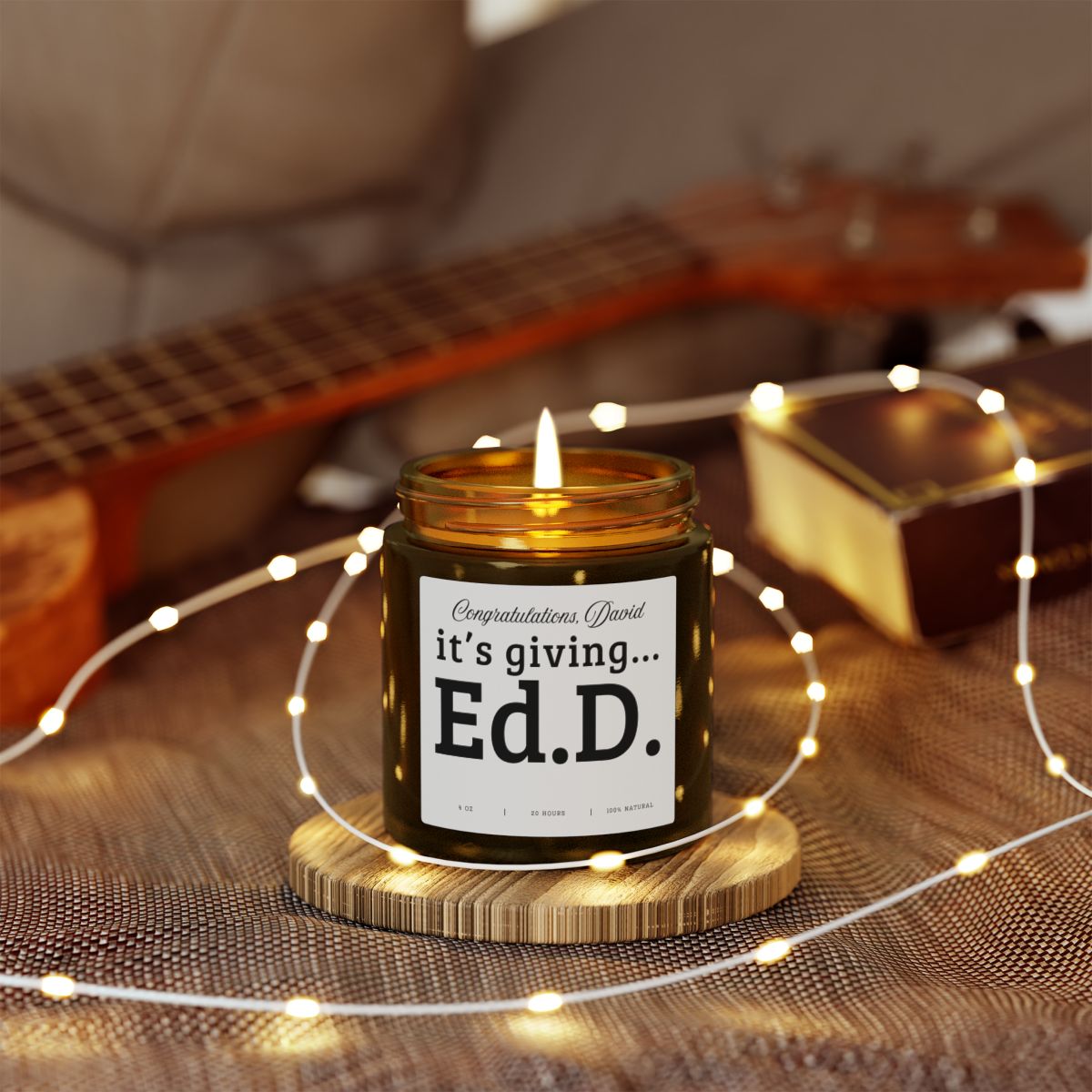 Doctorate Graduation Gift Candle for PhD EdD Graduate Professor Teacher Administrator Dissertation Defense Gift Doctoral Degree Celebration