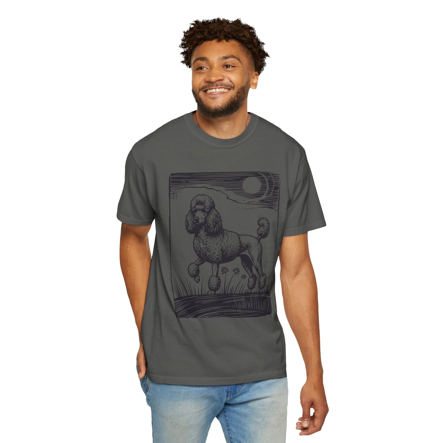 Poodle Design T-Shirt, Dog Lover Tee, Heavyweight Cotton Top, Comfortable Customizable Shirt, Unique Pet Gift, Graphic Artistic Apparel